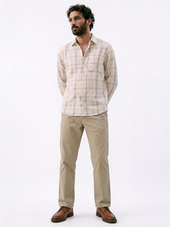 Men's Offwhite 100% Cotton Regular Fit Shirt