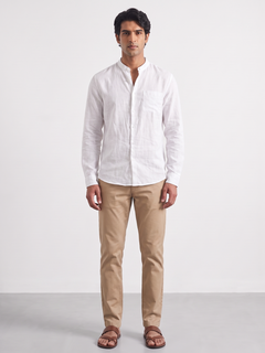 Men's 100% Linen Regular Fit Shirt White