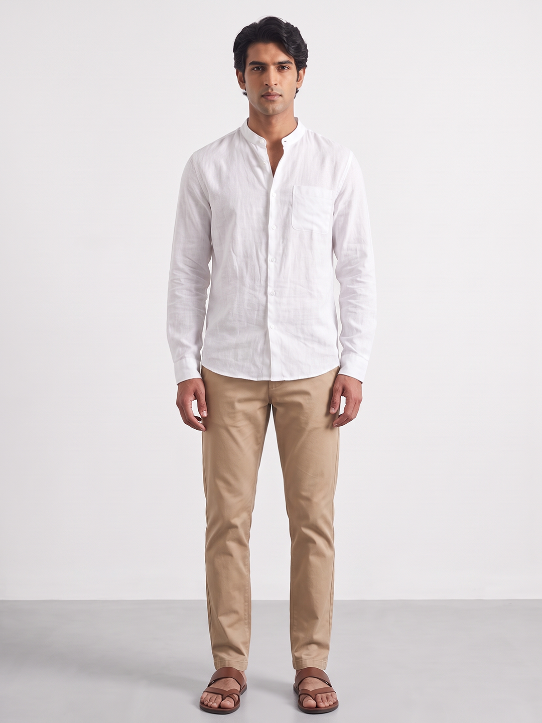 Men's 100% Linen Regular Fit Shirt White