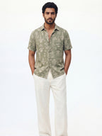 Men's Green Tencel Linen Regular Fit Shirt