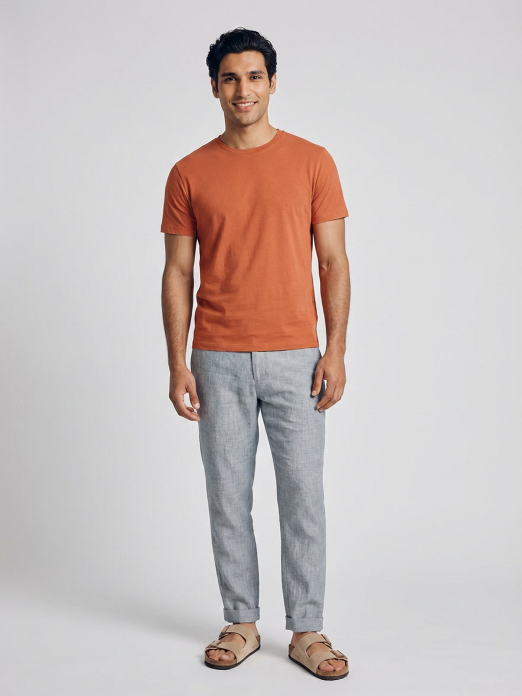 Men's Rust Cotton Bamboo Elastane Regular Fit Tshirt