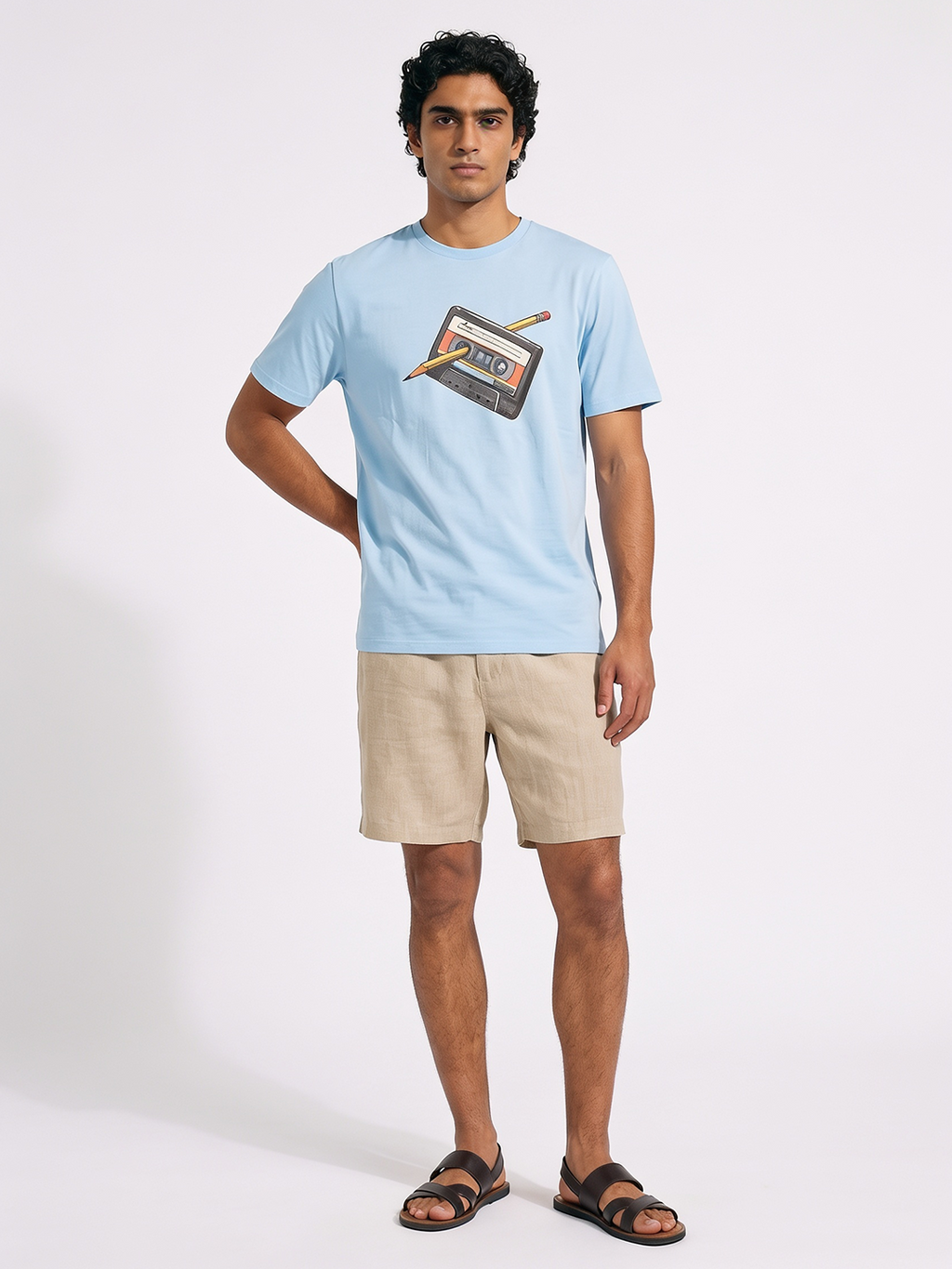 Men's Blue 100% Organic Cotton Regular Fit Tshirt