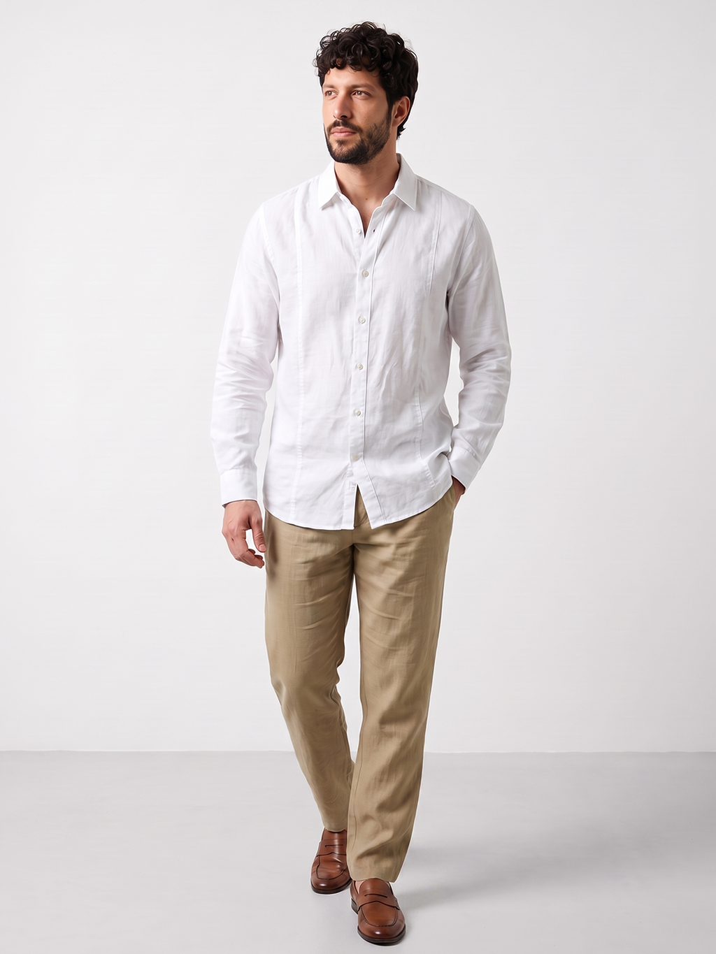 Men's Tencel Linen Regular Fit Shirt White