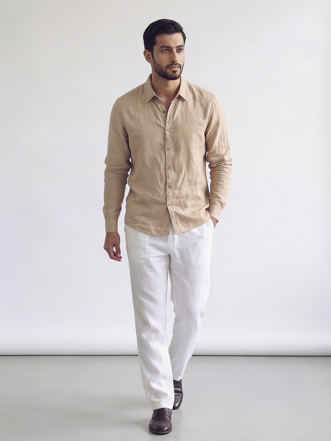 Men's Tencel Linen Regular Fit Shirt Natural