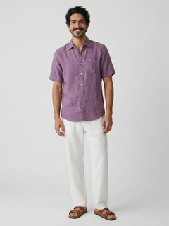 Men's Grape 100% Linen Regular Fit Shirt
