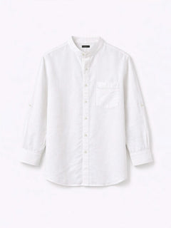 Men's White Linen Cotton Regular Fit Shirt