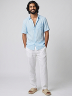 Men's Sky 100% Linen Regular Fit Shirt