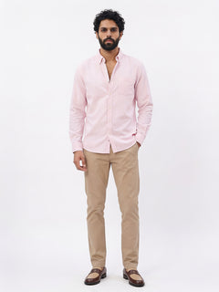 Men's Pink 100% Cotton Regular Fit Shirt