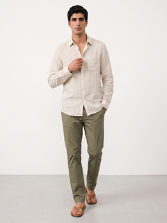 Men's Offwhite Linen Lyocell Regular Fit Shirt