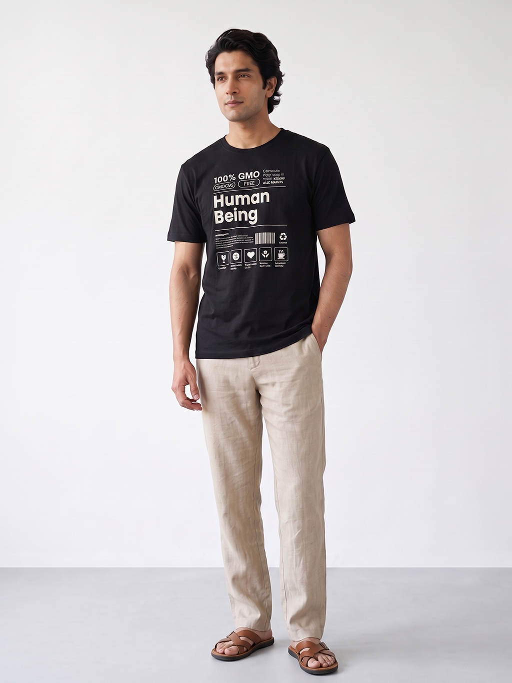 Men's 100% Organic Cotton Regular Fit Tshirt Black