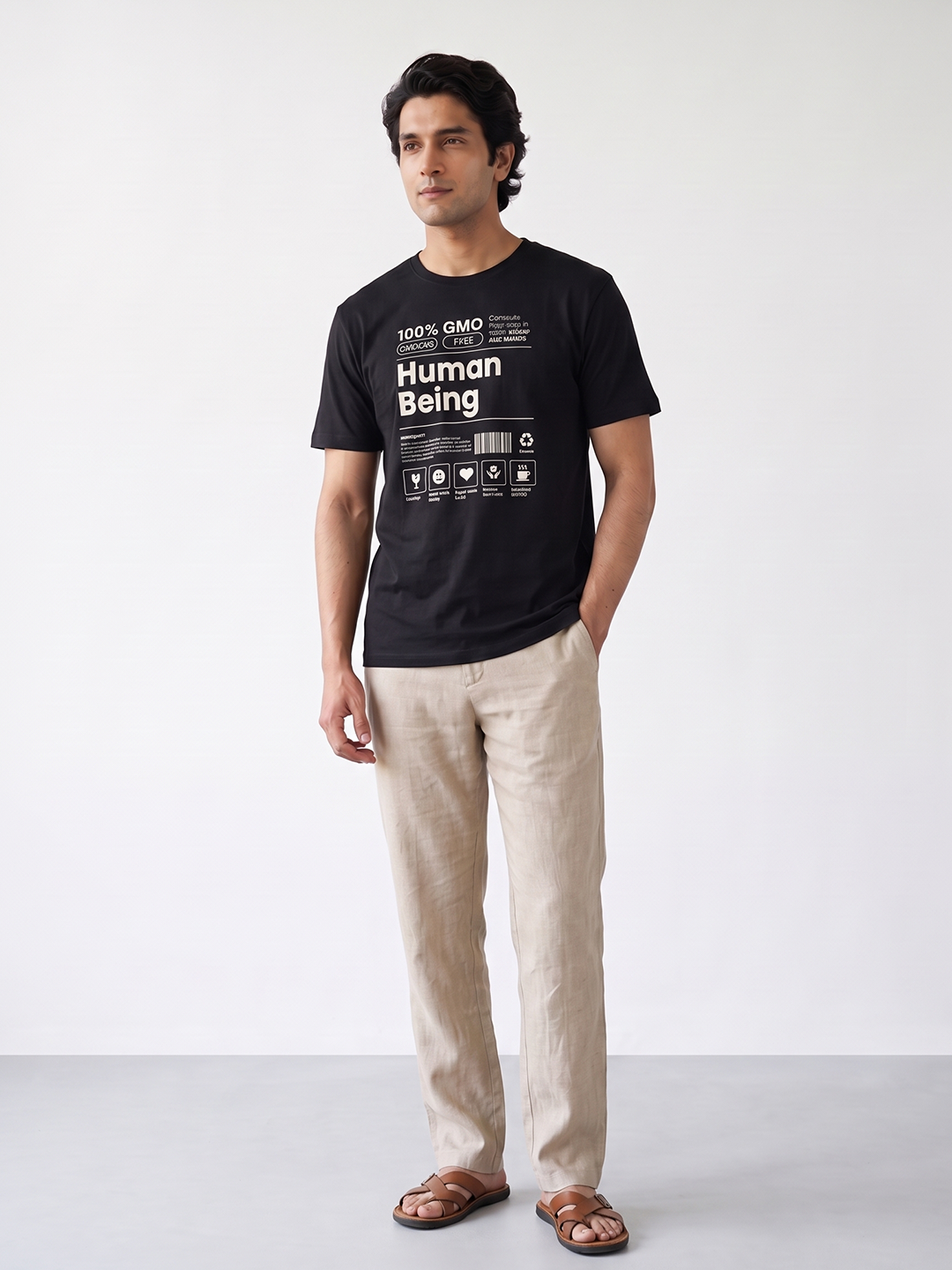 Men's 100% Organic Cotton Regular Fit Tshirt Black