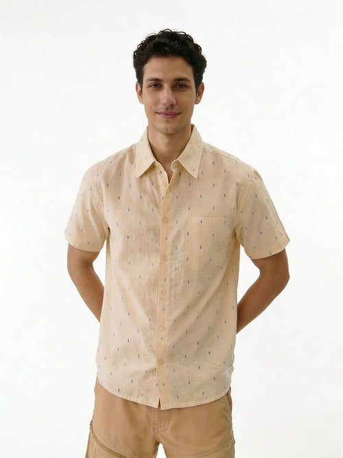 Men's Offwhite 100% Cotton Regular Fit Shirt