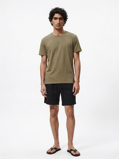Men's Khaki Cotton Bamboo Elastane Regular Fit Tshirt