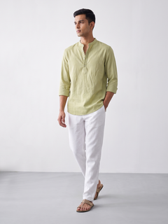 Men's Green 100% Cotton Regular Fit Shirt