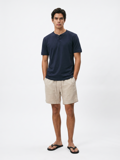 Men's Natural Cotton Linen Regular Fit Shorts