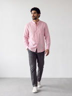 Men's Pink Tencel Linen Regular Fit Shirt