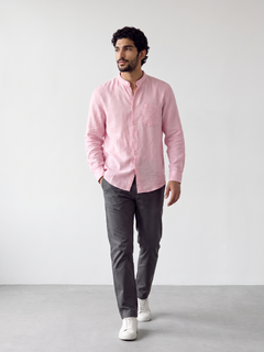 Men's Pink Tencel Linen Regular Fit Shirt