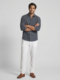 Men's Navy 100% Linen Regular Fit Shirt