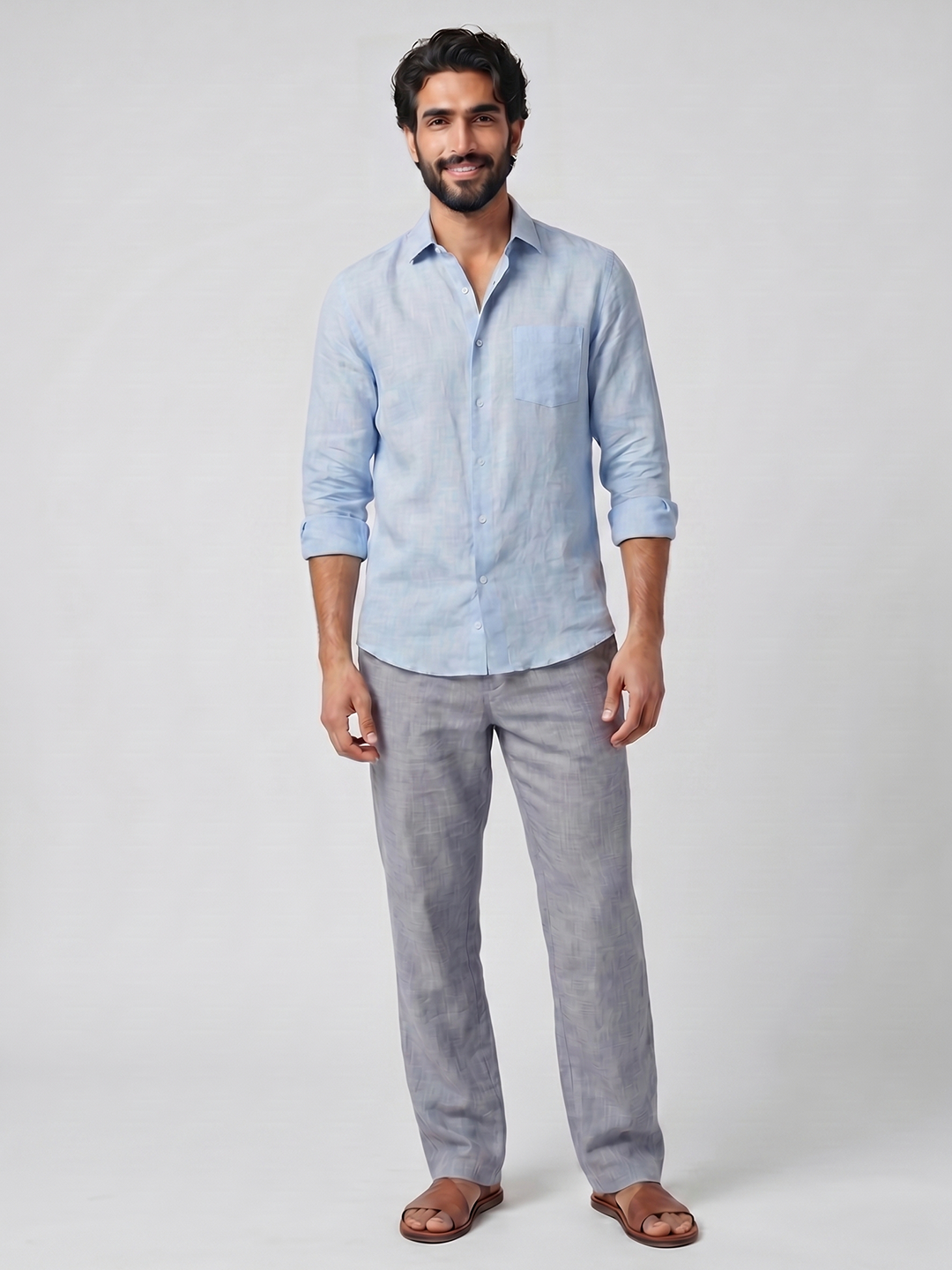 Men's Sky 100% Linen Regular Fit Shirt