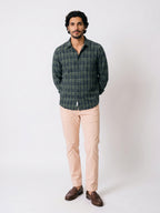 Men's Beige Cotton Lycra Slim Fit Pant