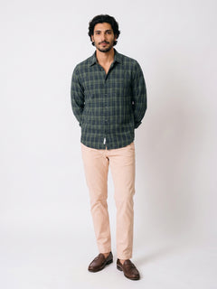 Men's Beige Cotton Lycra Slim Fit Pant