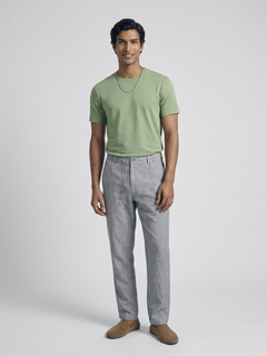 Men's Green Cotton Bamboo Elastane Regular Fit Tshirt