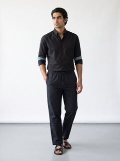 Men's Cotton Lycra Regular Fit Pocket Pants Black