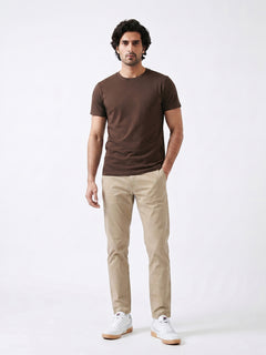 Men's Brown Cotton Bamboo Elastane Regular Fit Tshirt