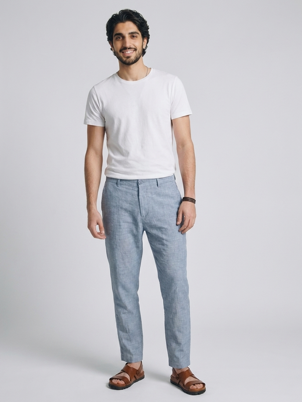 Men's White Cotton Bamboo Elastane Regular Fit Tshirt
