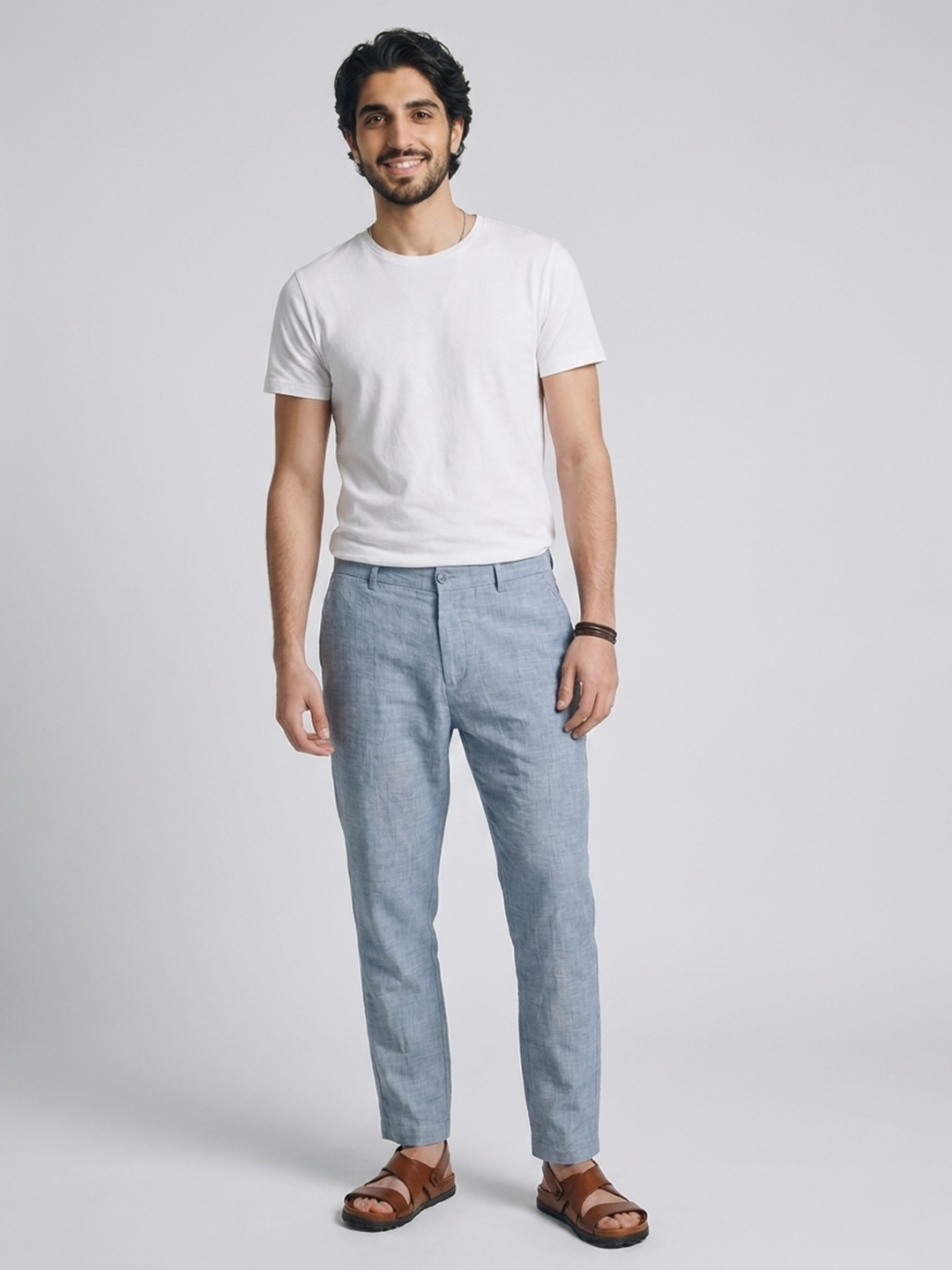 Men's White Cotton Bamboo Elastane Regular Fit Tshirt