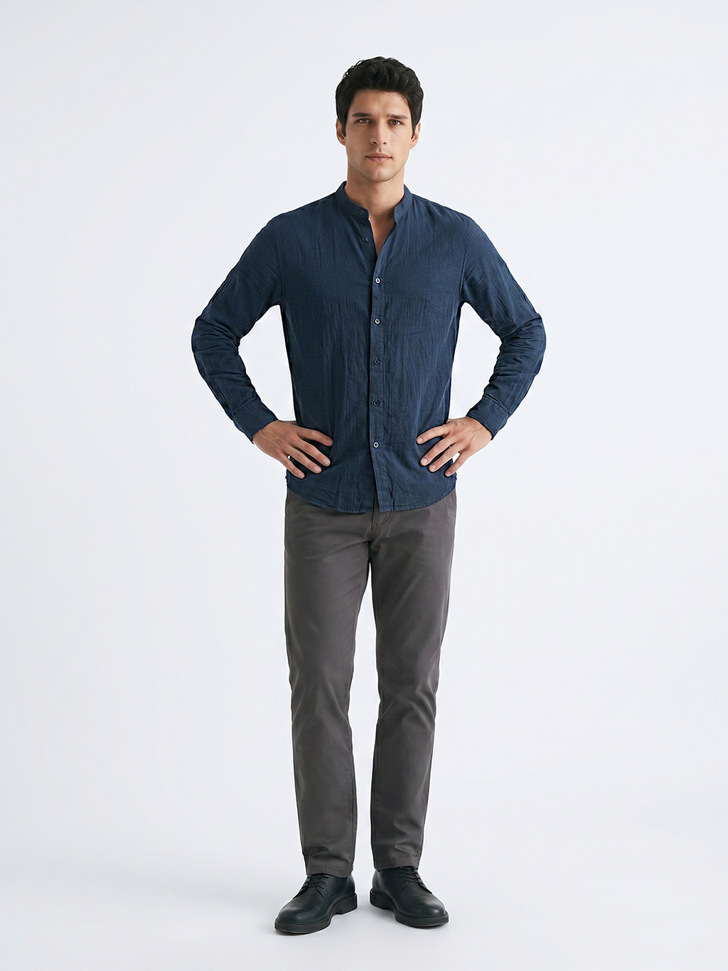 Men's Navy 100% Cotton Regular Fit Shirt