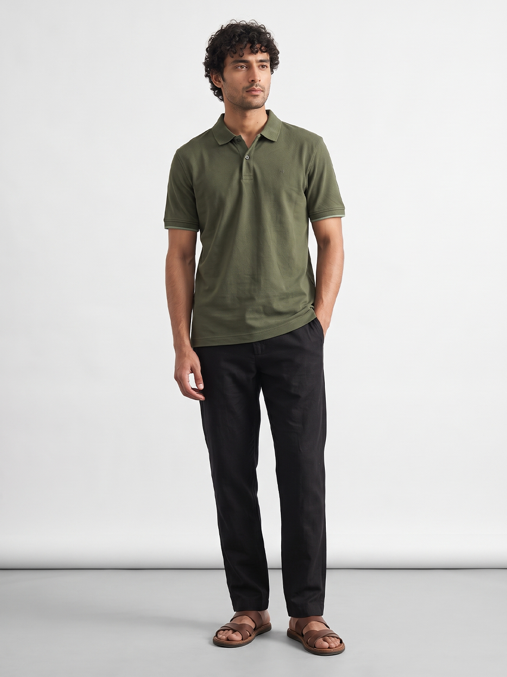 Men's Olive 100% Organic Cotton Regular Fit Tshirt