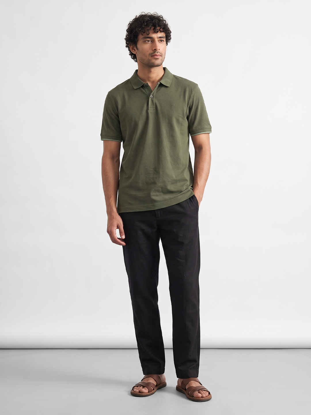 Men's Olive 100% Organic Cotton Regular Fit Tshirt