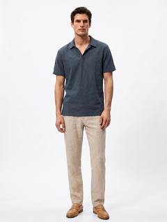 Men's Navy Cotton Viscose Regular Fit Shirt