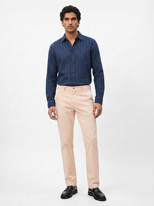 Men's Navy Cotton Lycra Regular Fit Shirt