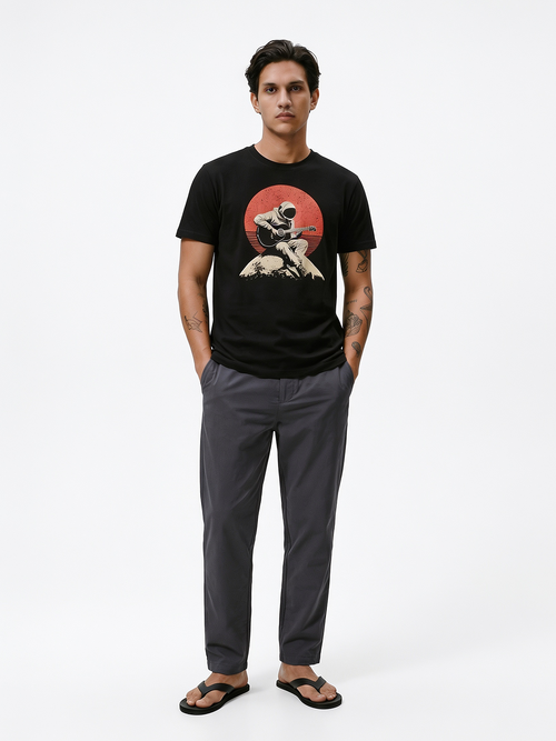 Men's Black 100% Organic Cotton Regular Fit Tshirt