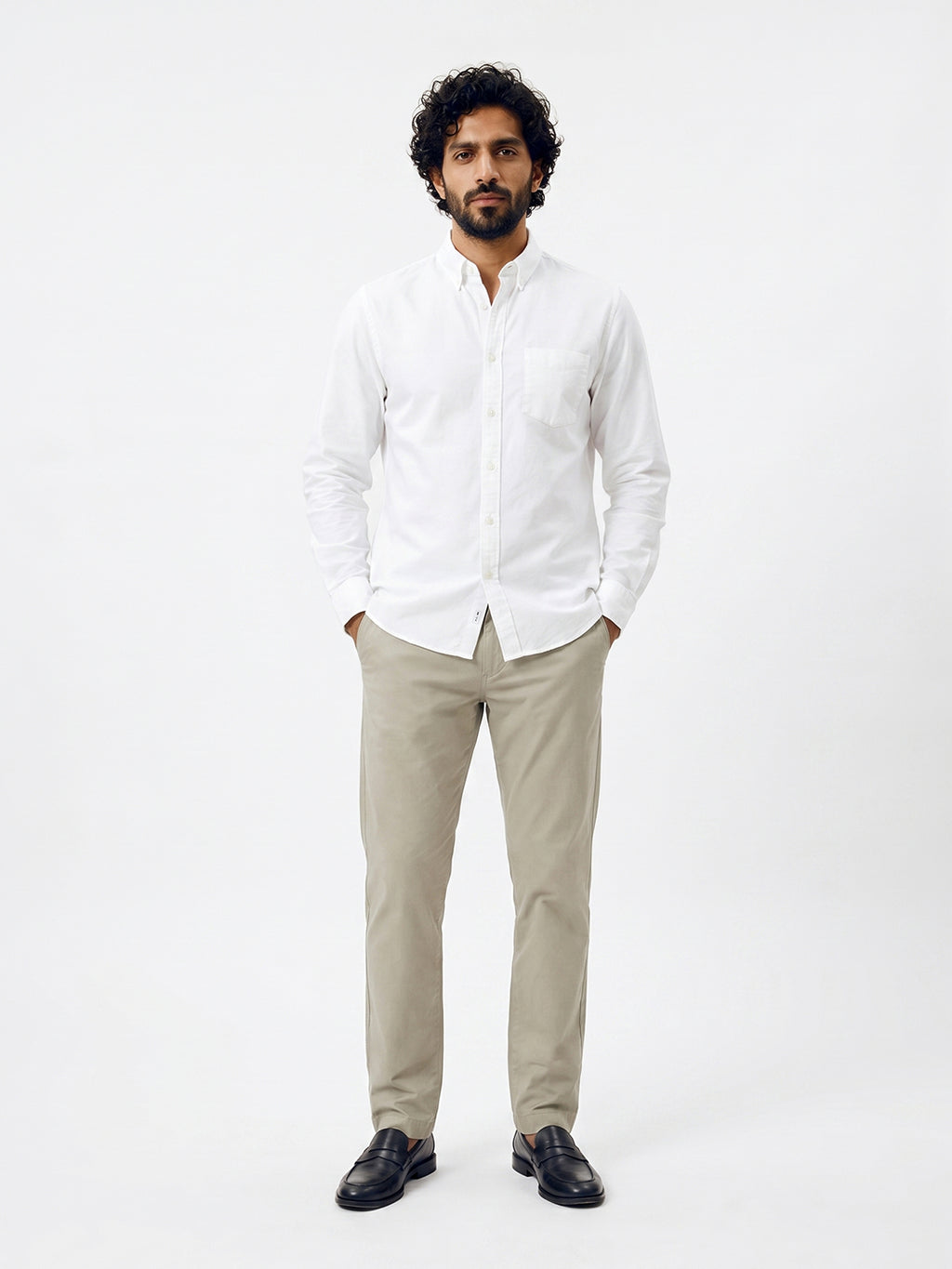Men's White Oxford 100% Cotton Regular Fit Shirt