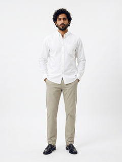 Men's 100% Cotton Regular Fit Collared Shirt White