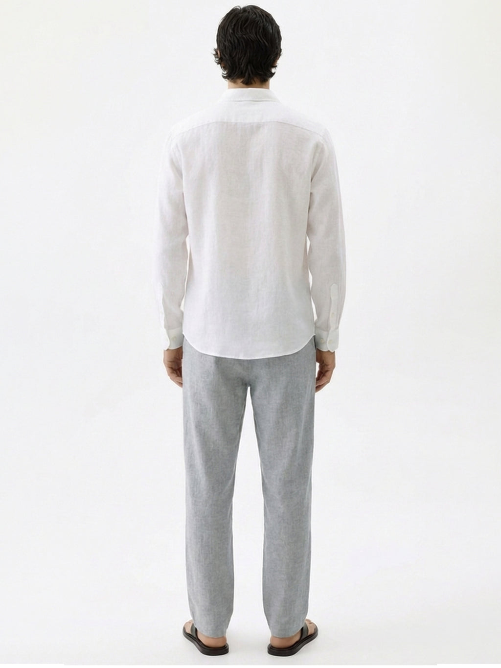Men's Grey Cotton Linen Regular Fit Pant