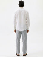 Men's Grey Cotton Linen Regular Fit Pant