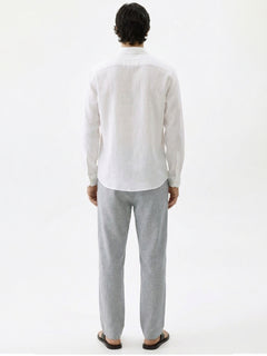 Men's Grey Cotton Linen Regular Fit Pant