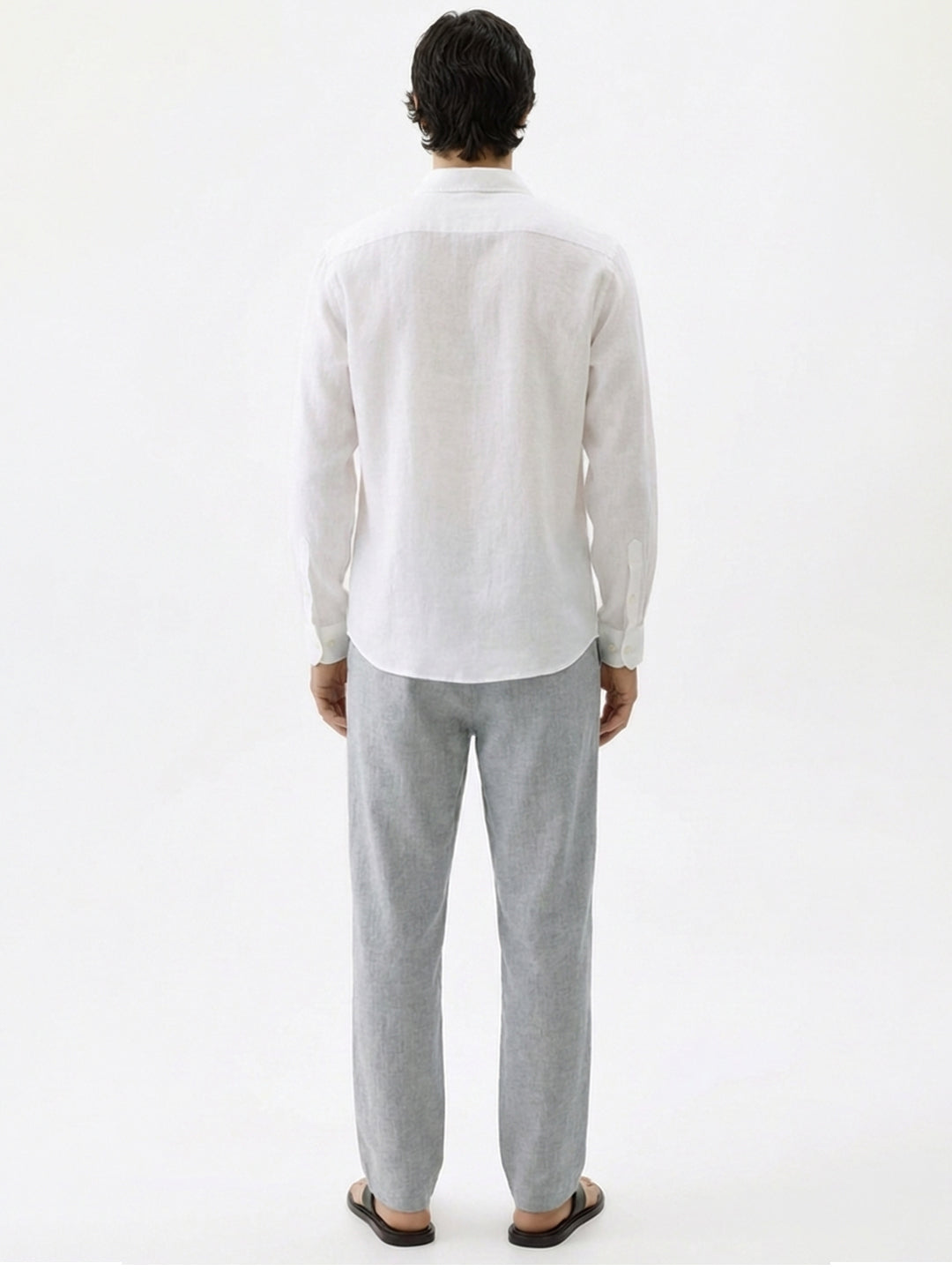 Men's Grey Cotton Linen Regular Fit Pant