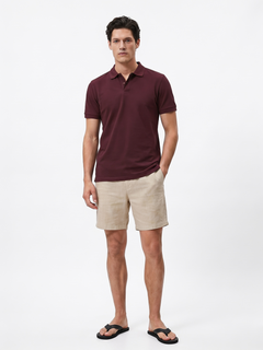 Men's Wine Cotton Elastane Slim Fit Tshirt