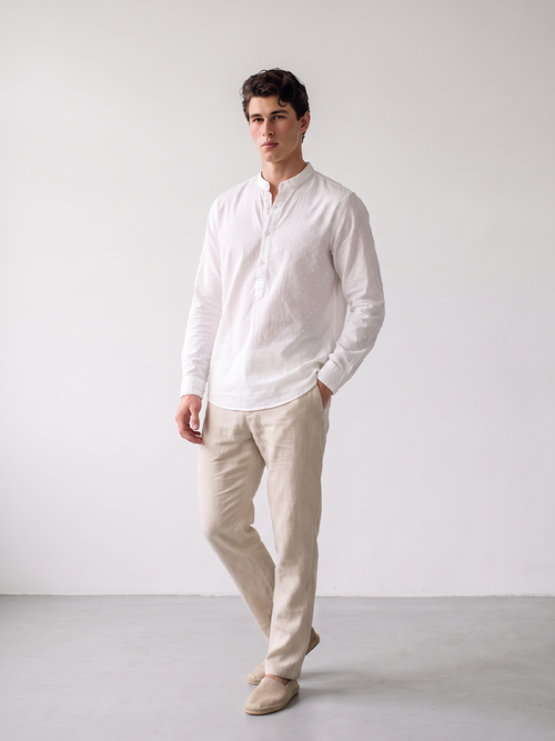 Men's White 100% Cotton Regular Fit Shirt