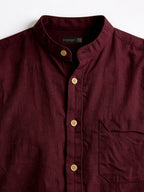Men's Plum Linen Cotton Regular Fit Shirt