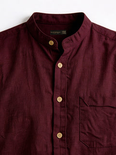 Men's Plum Linen Cotton Regular Fit Shirt