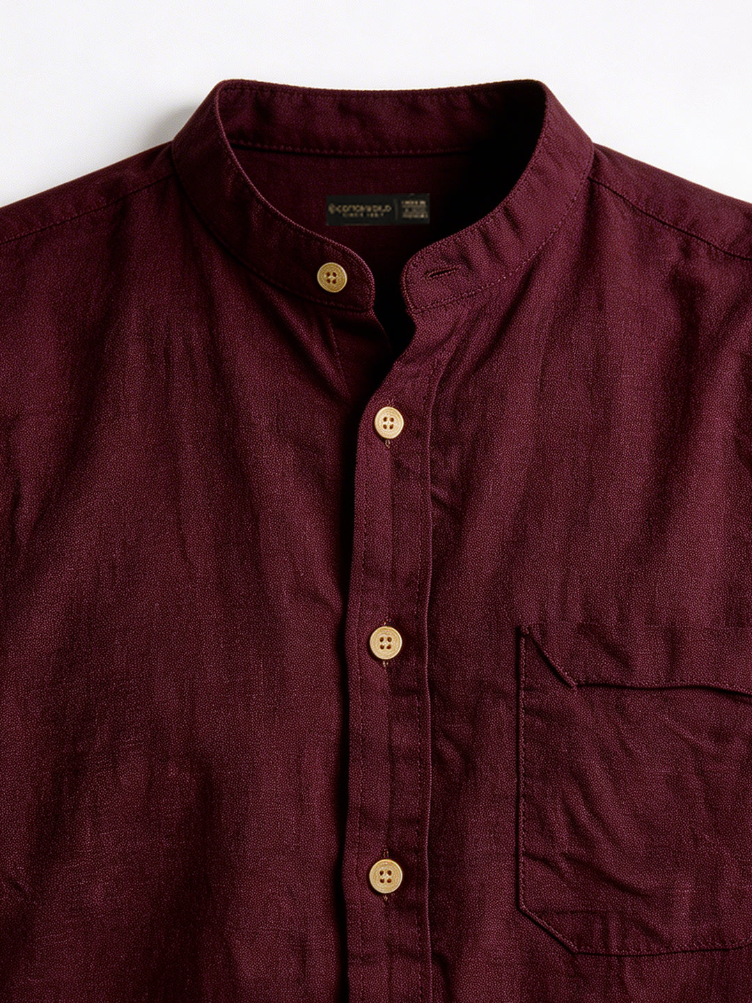 Men's Plum Linen Cotton Regular Fit Shirt