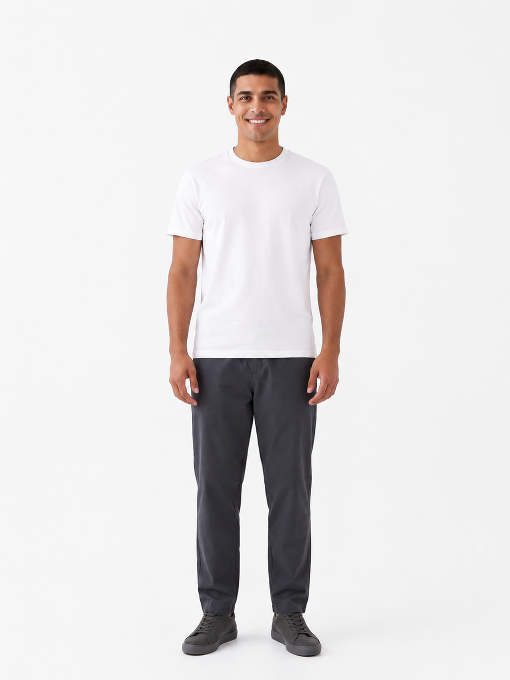Men's White Cotton Elastane Slim Fit Tshirt