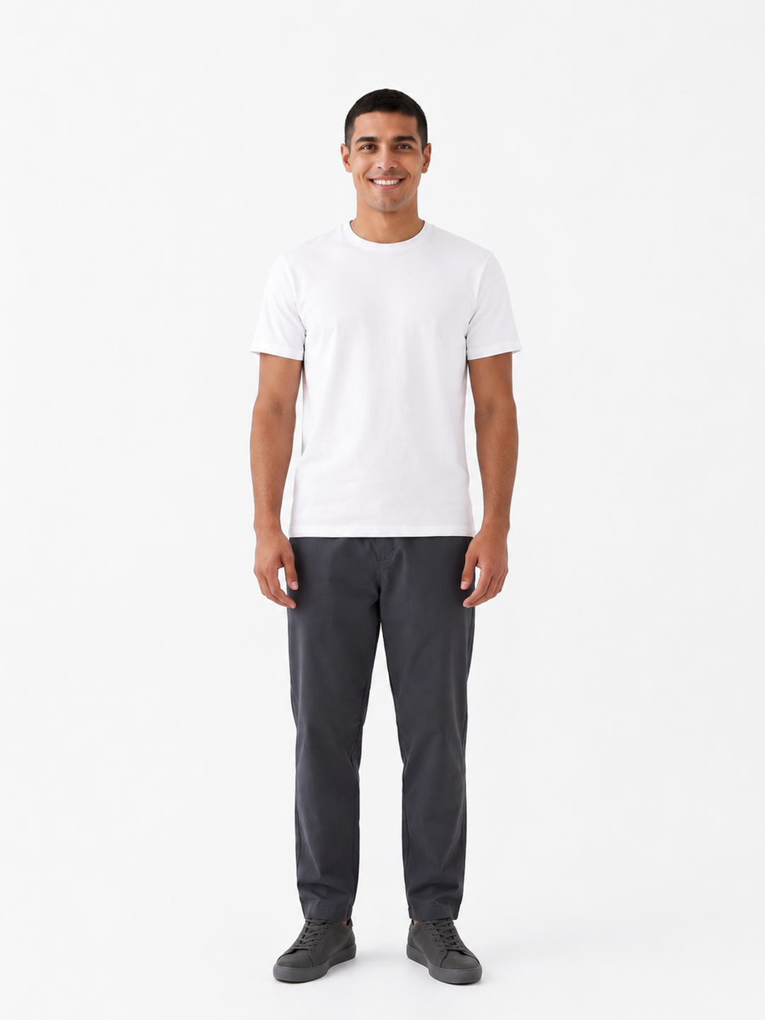 Men's White Cotton Elastane Slim Fit Tshirt