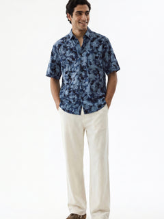 Men's Navy Modal Cotton Regular Fit Shirt